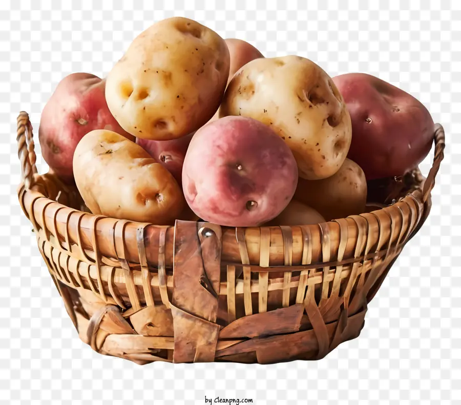 Woven giỏ khoai tây màu sắc của khoai tây nền màu đen sắp xếp khoai tây - Khoai tây đầy màu sắc trong giỏ dệt với nước