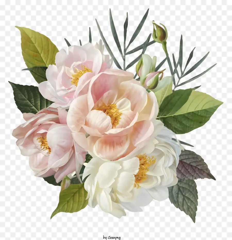 Gesteck - Drei rosa und weiße Rosen in Vase