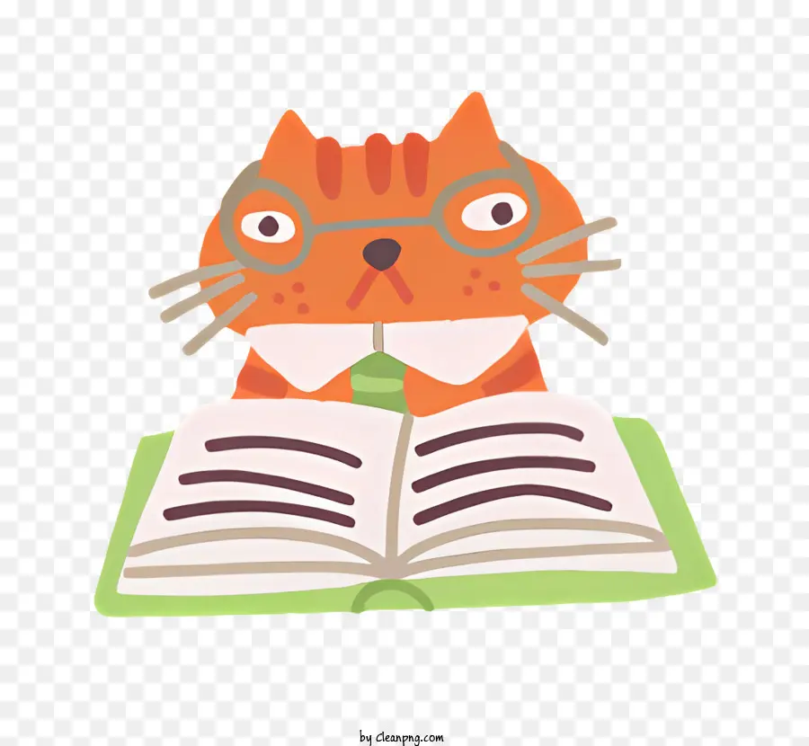 Brille - Katze in Brille liest Buch über dunklen Hintergrund