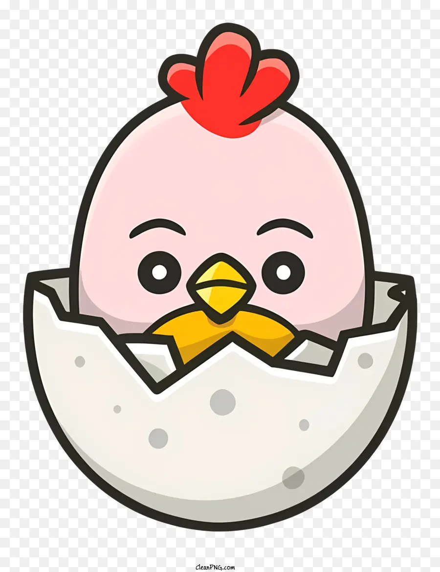 guscio di uova da cova di pollo si rompe il pulcino che picchiano la cresta rossa di pollo piumata bianca sul pollo - Giovana di pollo da guscio d'uovo con cresta rossa