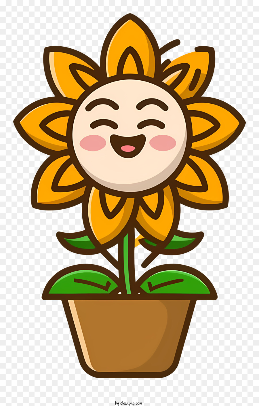 Sonnenblume cartoon - Fröhliche Sonnenblume mit Cartoon -Gesicht und lebendige Farbe