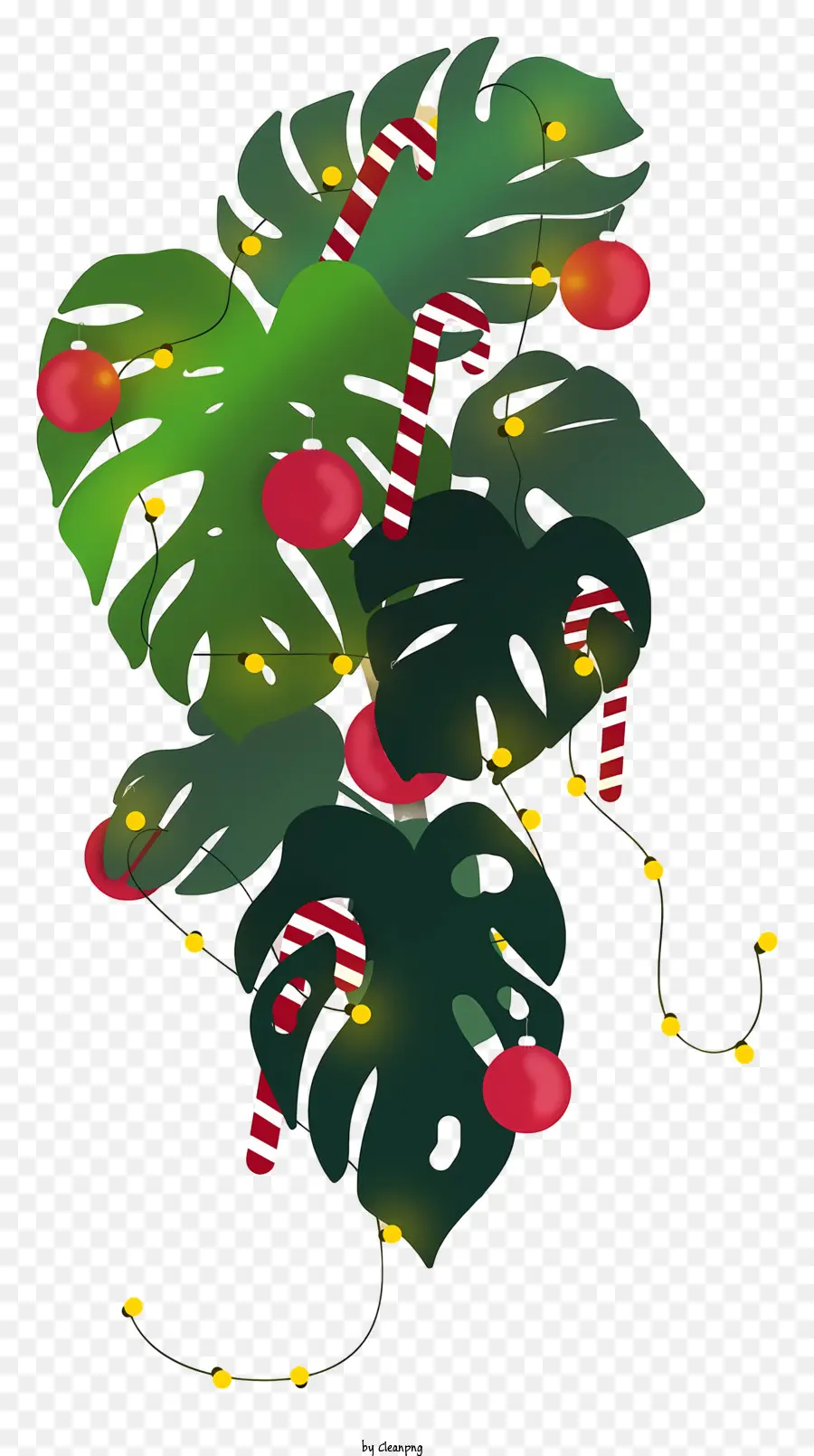 Zuckerstange - Große Pflanze mit Süßigkeitsrohr und Lichtern