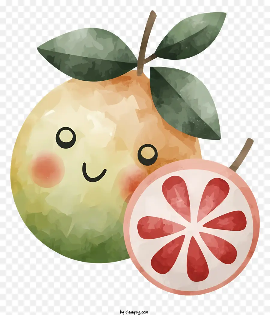 weißen hintergrund - Cartoon -Charakter sitzt glücklich mit Grapefruit -Snack