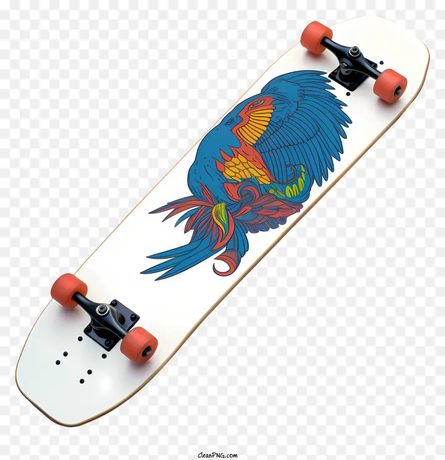 skateboard bird design colorful skateboard large bird red blue green bird