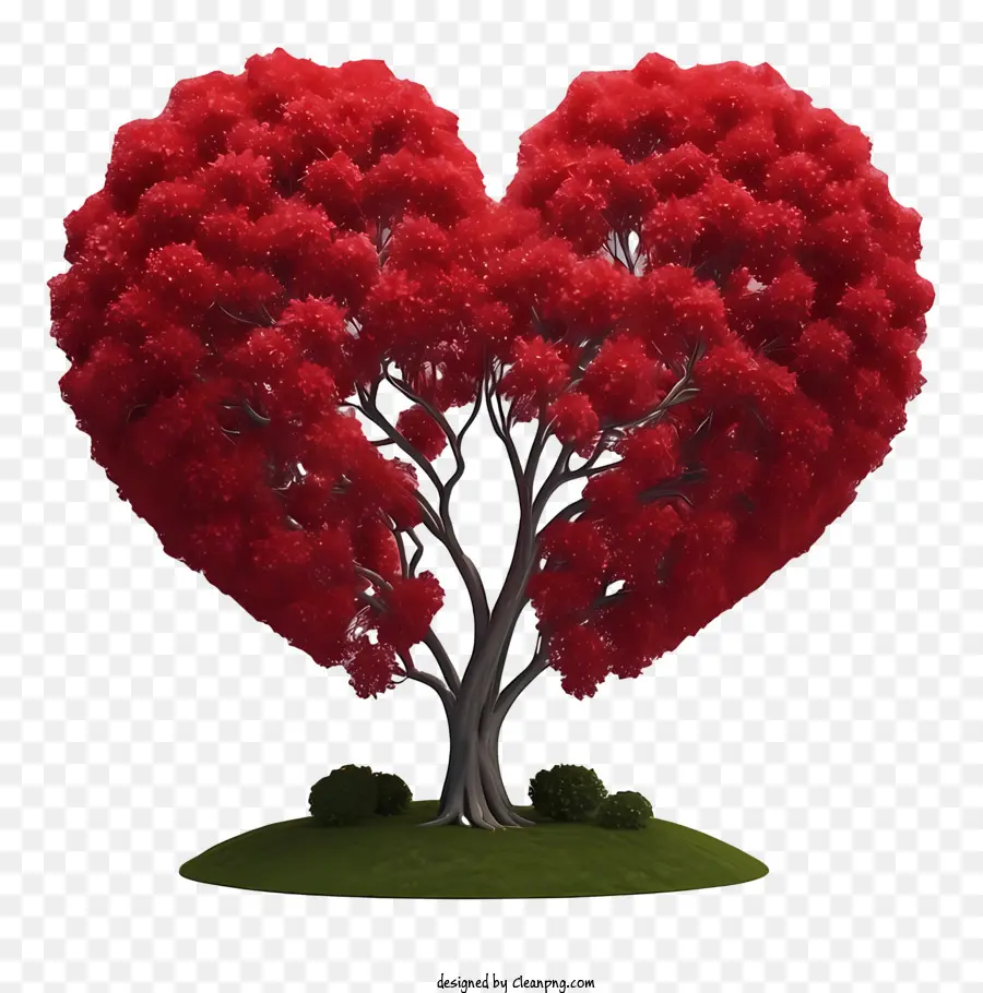amore albero - Albero lussureggiante a forma di cuore con vibranti foglie rosse