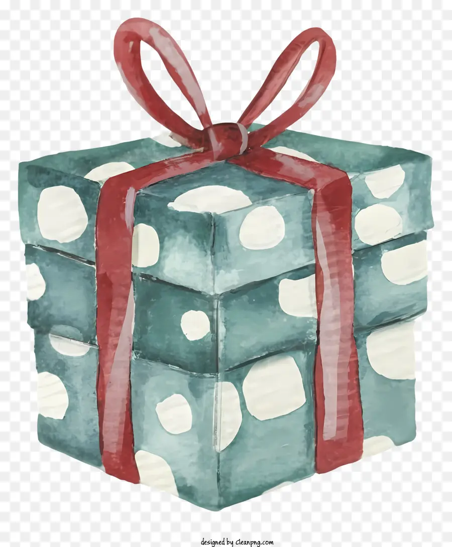 Geschenkbox - Polka Dot -Geschenkbox mit rotem Band