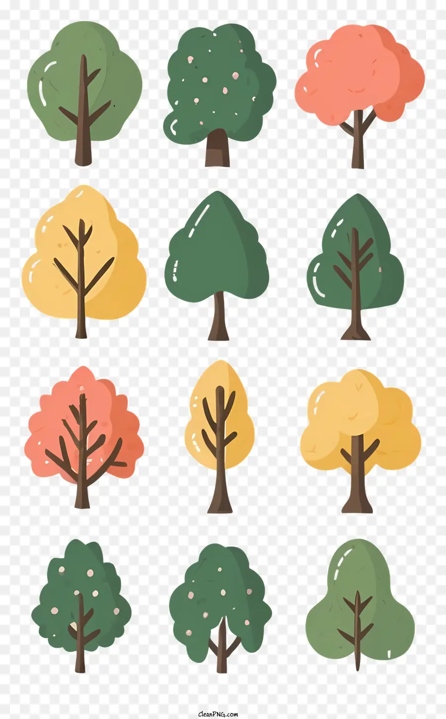 Orange - Bunte Bäume mit verschiedenen Blättern, die für verschiedene Verwendungen geeignet sind