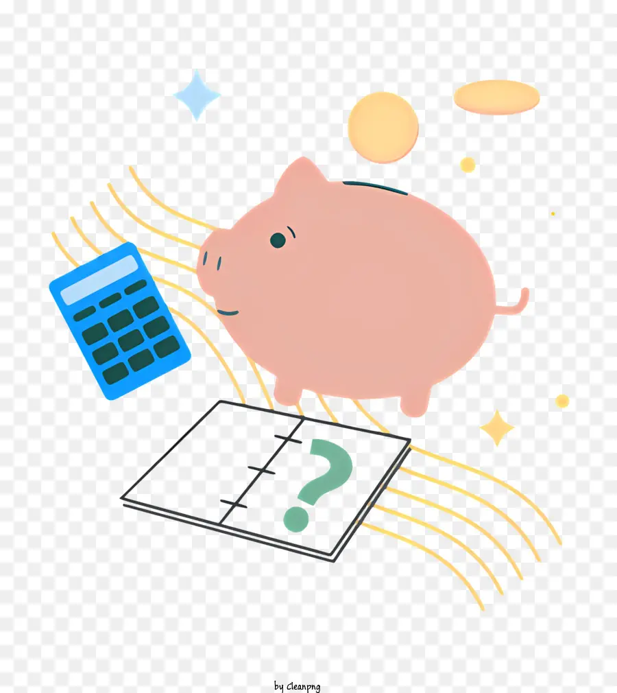 Con heo đất - Piggy Bank với máy tính, quy mô; 
Màu xanh lá cây và màu hồng