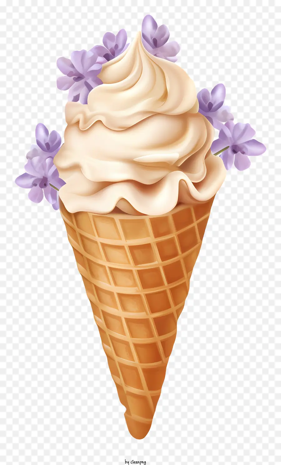 ice cream cone whipped cream purple lavender black and white image light and fluffy