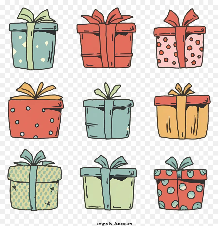 gift boxes ribbons polka dots bows colorful