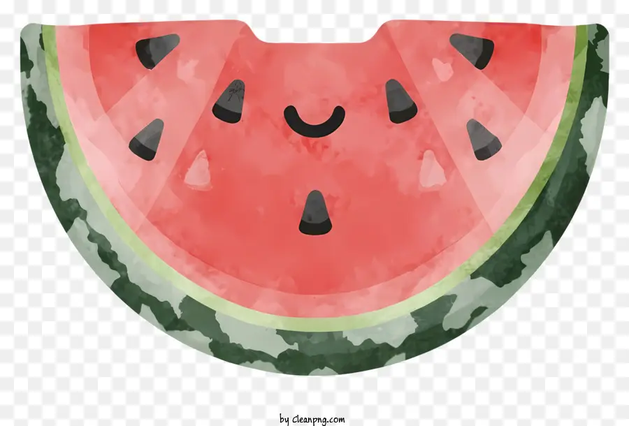 Wassermelone - Geschnittene Wassermelone mit kreisförmigem Fleisch und Grube