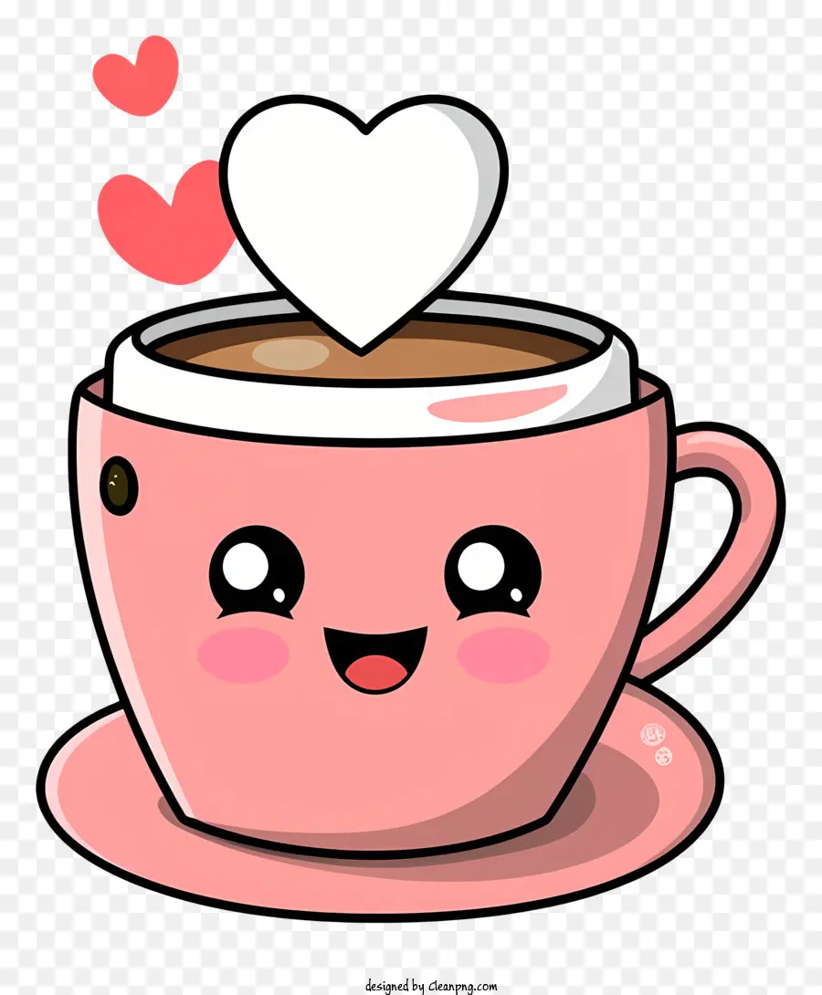 trái tim - Chiếc cốc màu hồng cười giữ trái tim, được bao quanh bởi trái tim