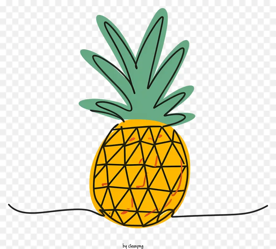 Ananas - Disegno di ananas semplice, bidimensionale su sfondo nero