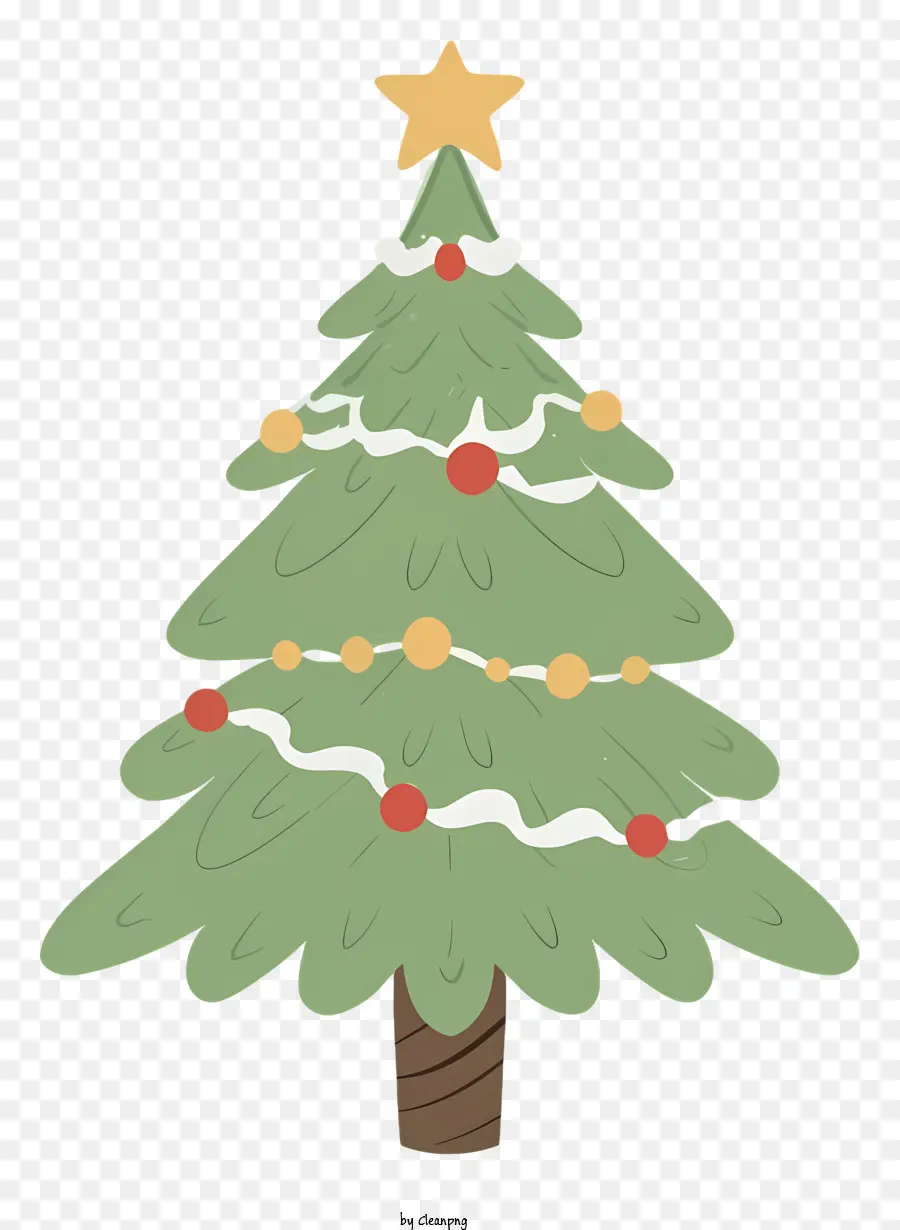 Weihnachtsbaum - Grüner Weihnachtsbaum mit Stern und Dekorationen