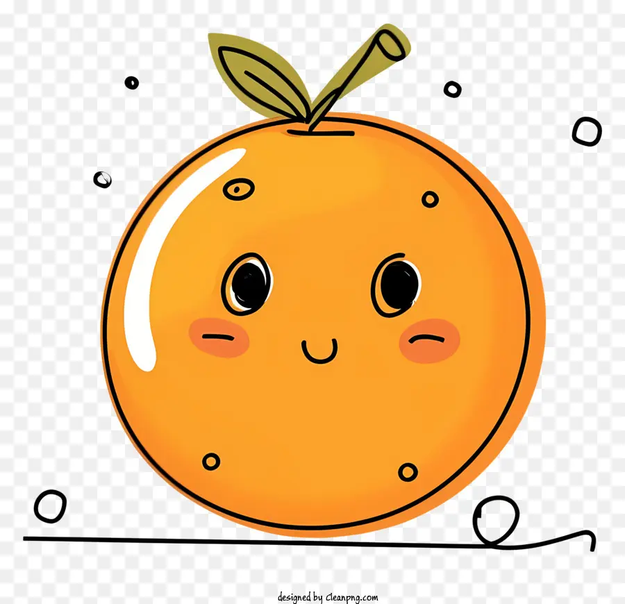 grünes Blatt - Runde Orange mit lächelnden Gesicht und Blatt