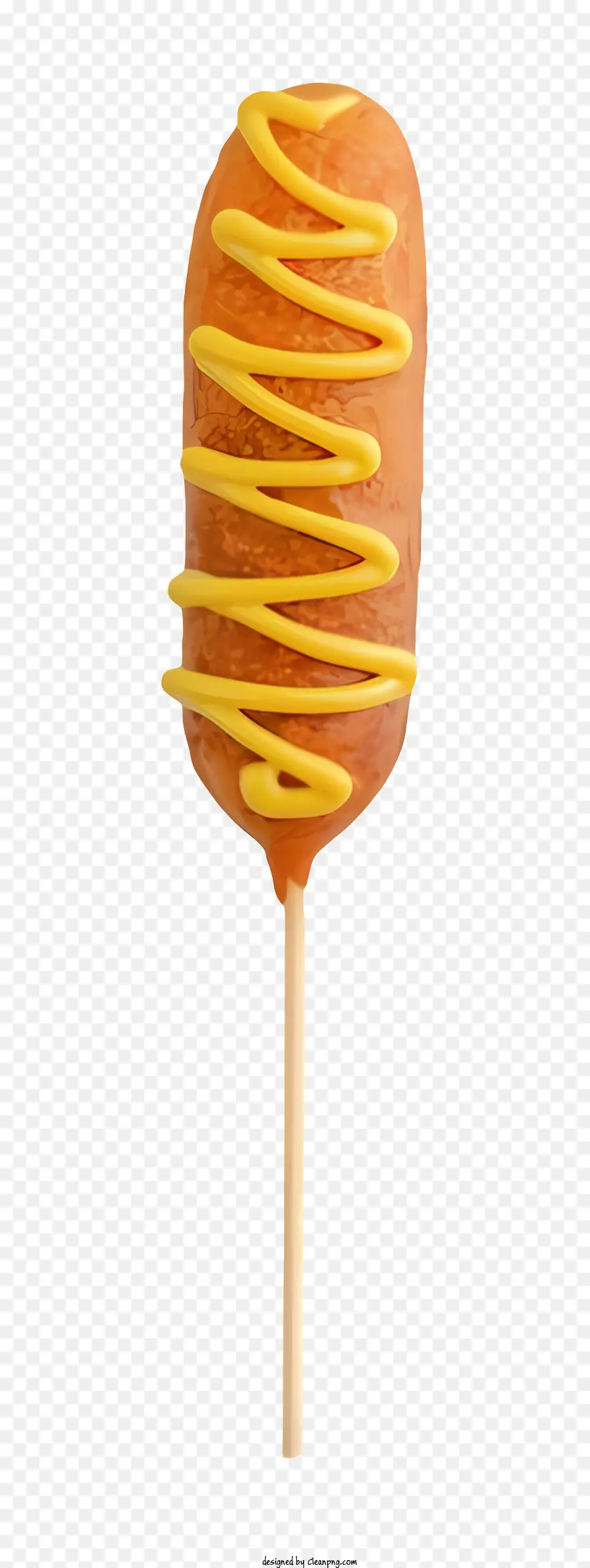 Karamell -Lutscher Süßigkeiten auf einem Stock gelb geschwirmte Süßigkeiten Lutscher mit Zuckerguss Karamellgeschmack Süßigkeiten - Gelber Karamelllollipop mit weißem Zuckergusswirbel