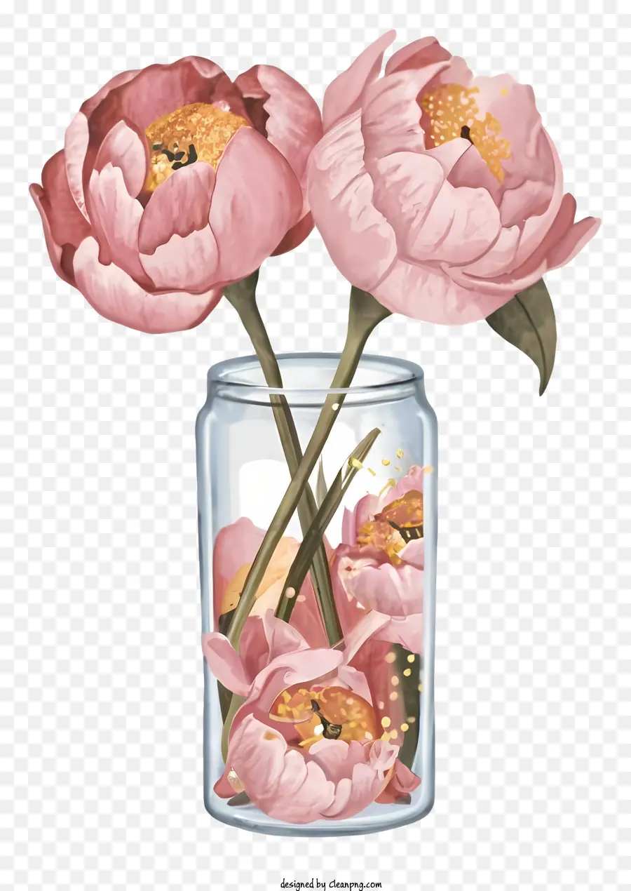 Bình thủy tinh hoa hoa mẫu đơn màu hồng hình trụ hình tròn cổ tròn - Hình ảnh đen trắng của hoa mẫu đơn màu hồng
