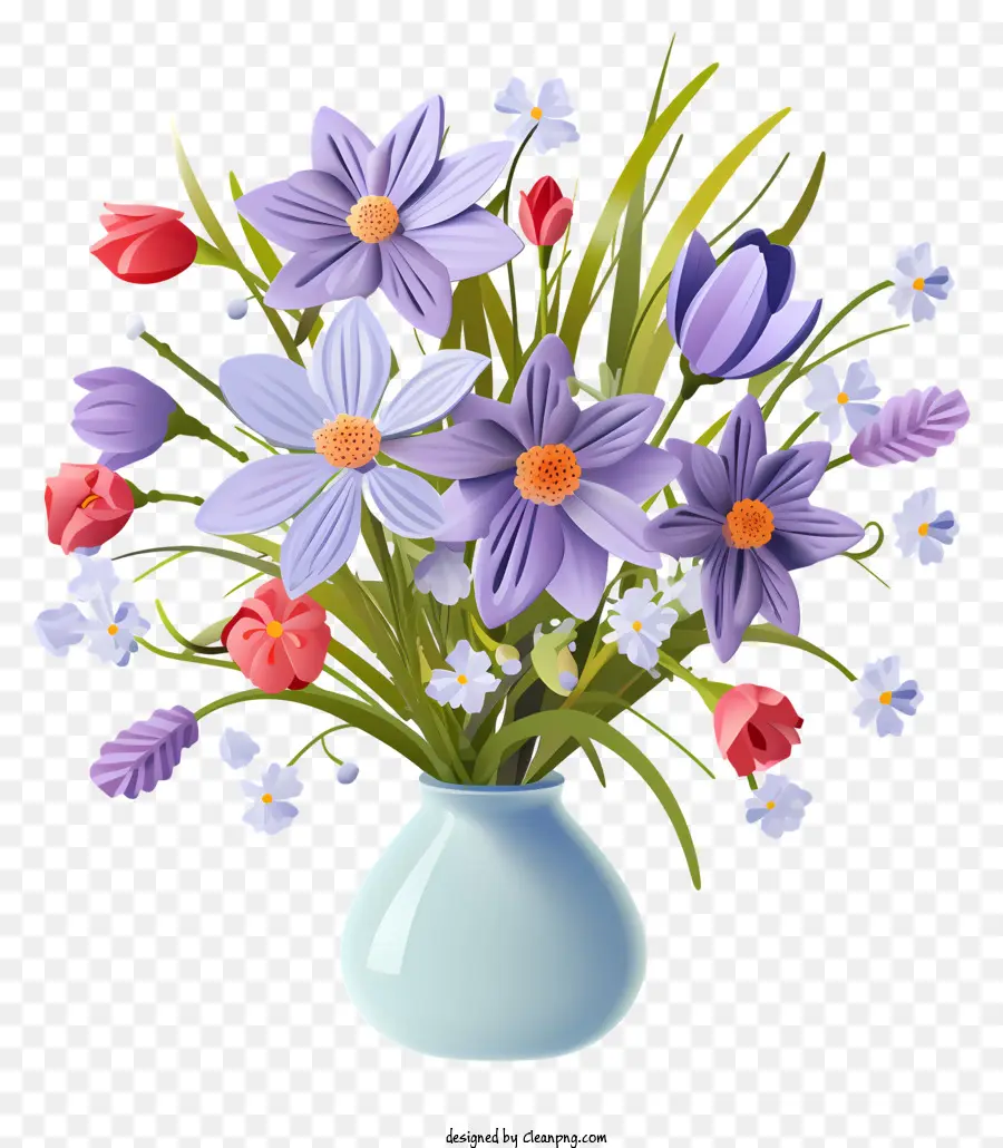 vase of flowers colorful flowers purple flowers blue flowers yellow flowers