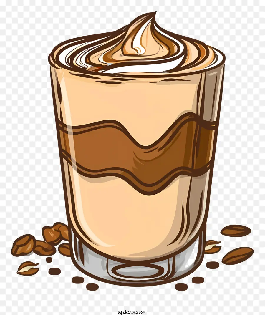 chicchi di caffè - Immagine ben disegnata di caffè con panna montata
