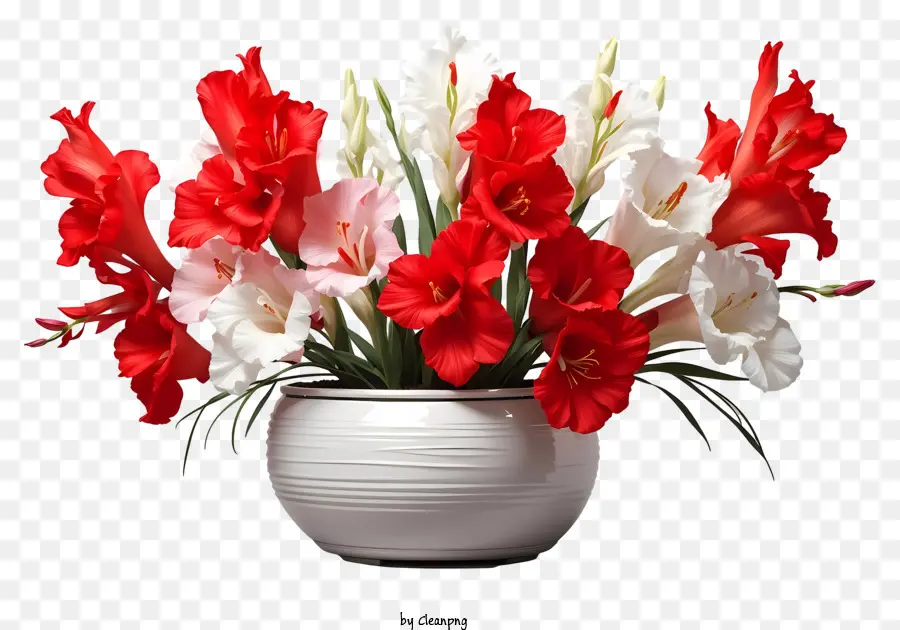 florales Design - Symmetrische Anordnung von roten und weißen Nelken