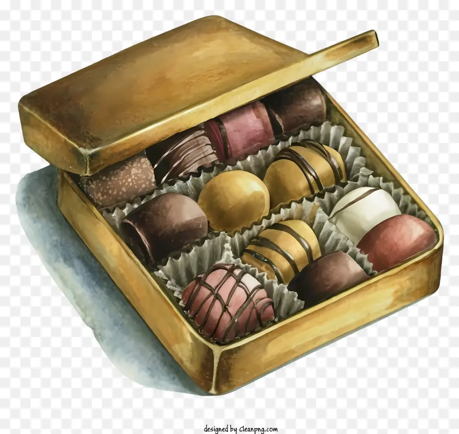 scatola regalo - Cioccolatini colorati in scatola dorata con nastro