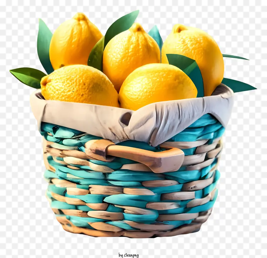 lemons basket yellow fruits rattan