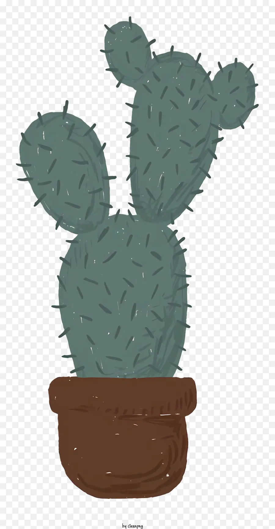 Piccola pianta di cactus Cactus in pentola a tre punte di cactus arrotondata Cactus Green Cactus Plant - Disegno a matita blu di piccolo cactus in pentola