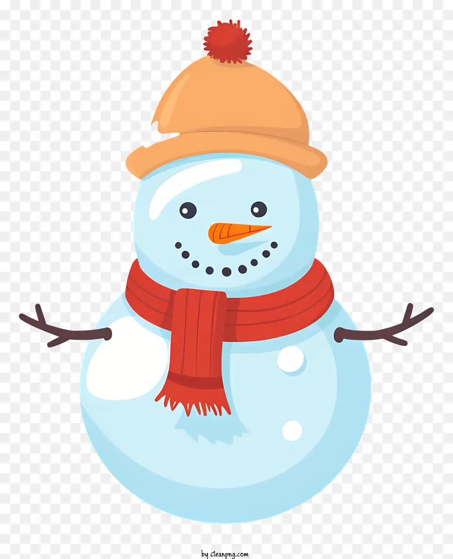 Người tuyết - Người tuyết có mũ, khăn quàng cổ, găng tay, mỉm cười và mũi đỏ
