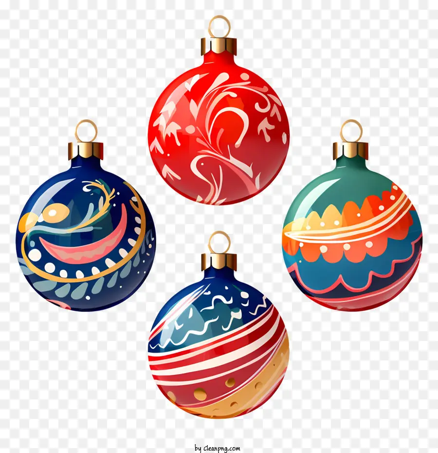 ornamenti di natale - Ornamenti di Natale colorati appesi da un nastro dorato