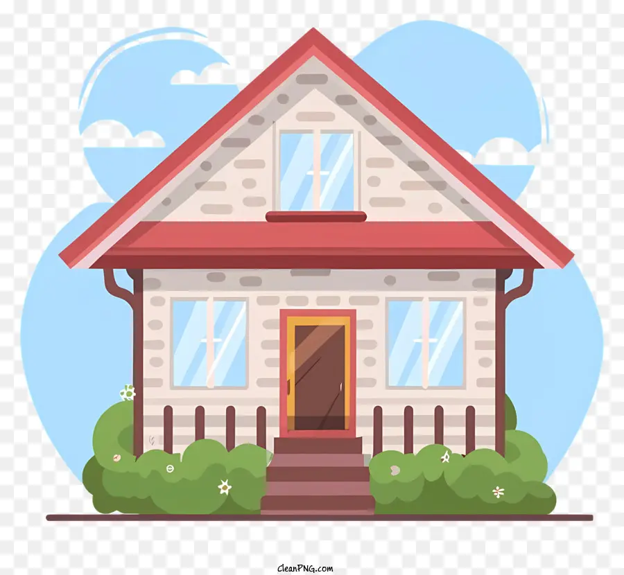 house - very useful red roof - useful white walls - useful two windows - somewhat useful door - useful