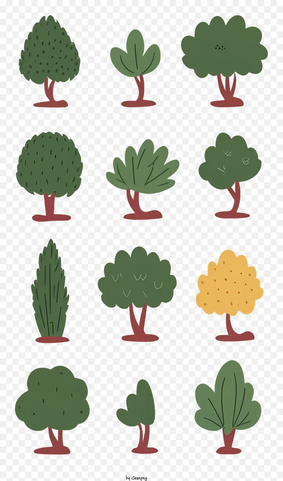 Cây lá lá xanh lá nâu lá vàng - Nhóm cây có hình dạng và lá khác nhau