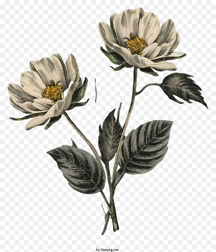 rose bianche - Due rose bianche con foglie verdi sul nero