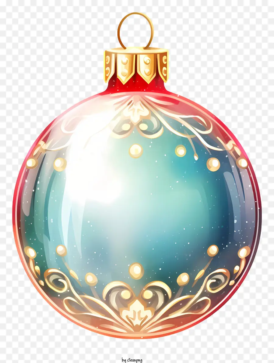 Ornamento di natale - Ornamento natalizio a sfera di vetro blu e oro