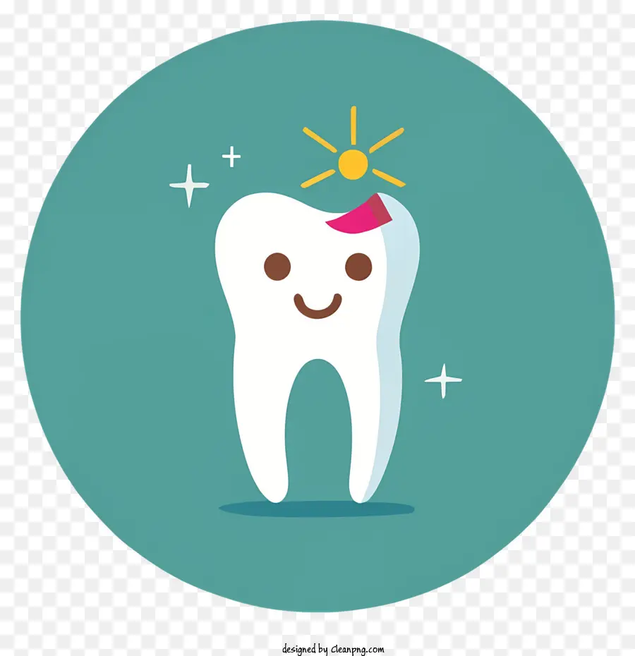 gelbe Sterne - Glücklicher Zahn mit Zahnbürste und Stern
