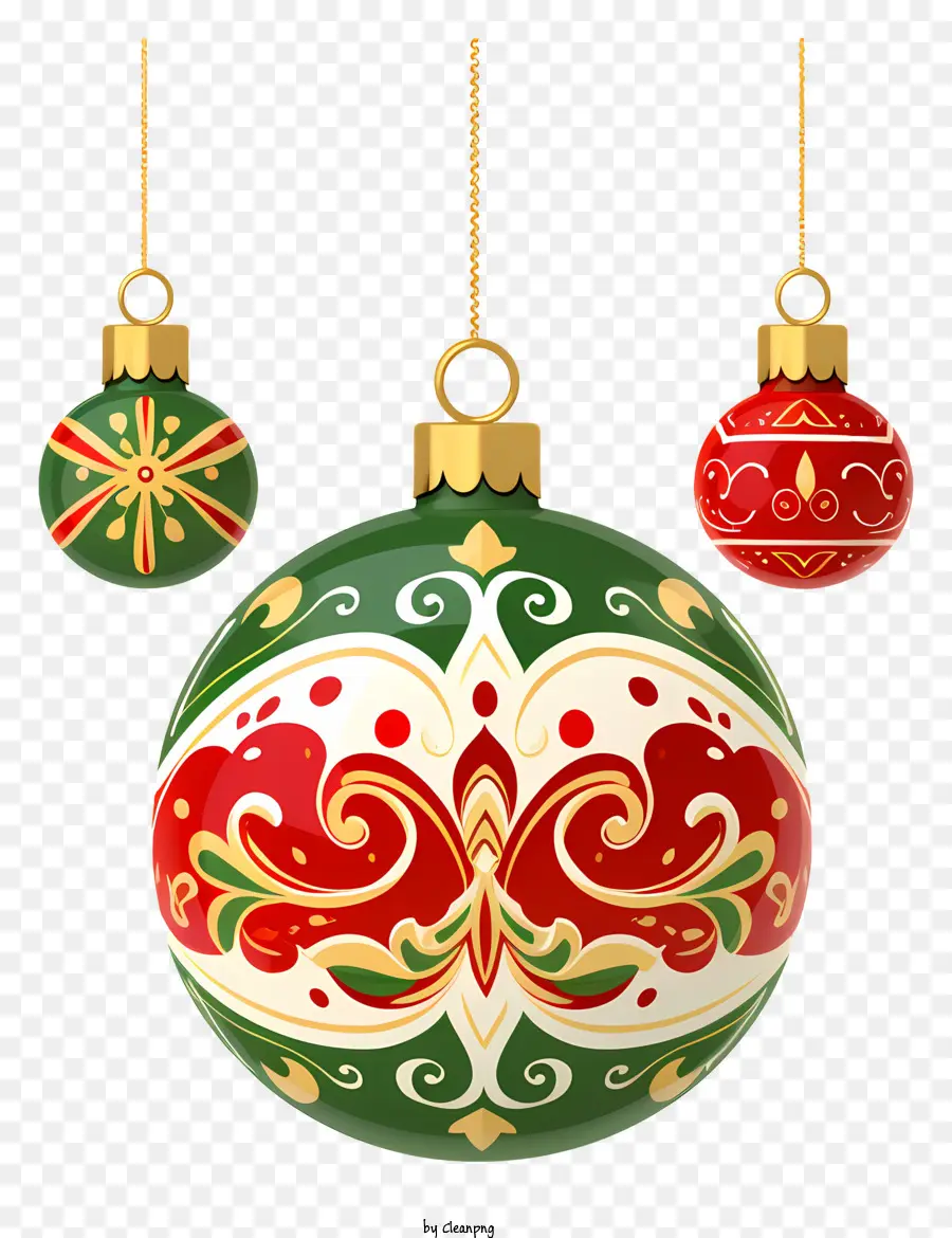 Weihnachtsdekoration - Bunte Ornamente auf Fäden für Weihnachtsthemen