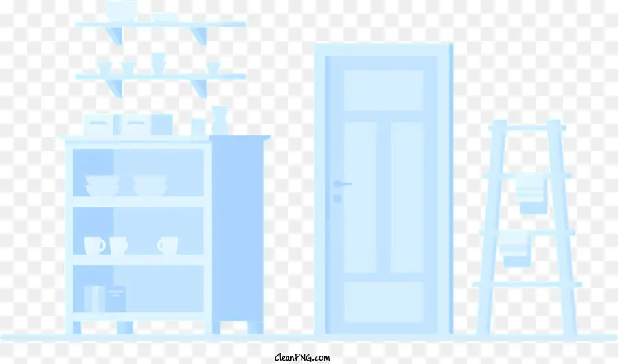 Decorazione della stanza cassetta dei cassetti Oggetti della scala sul vaso della scala - Spazio vuoto con mobili, scala e oggetti