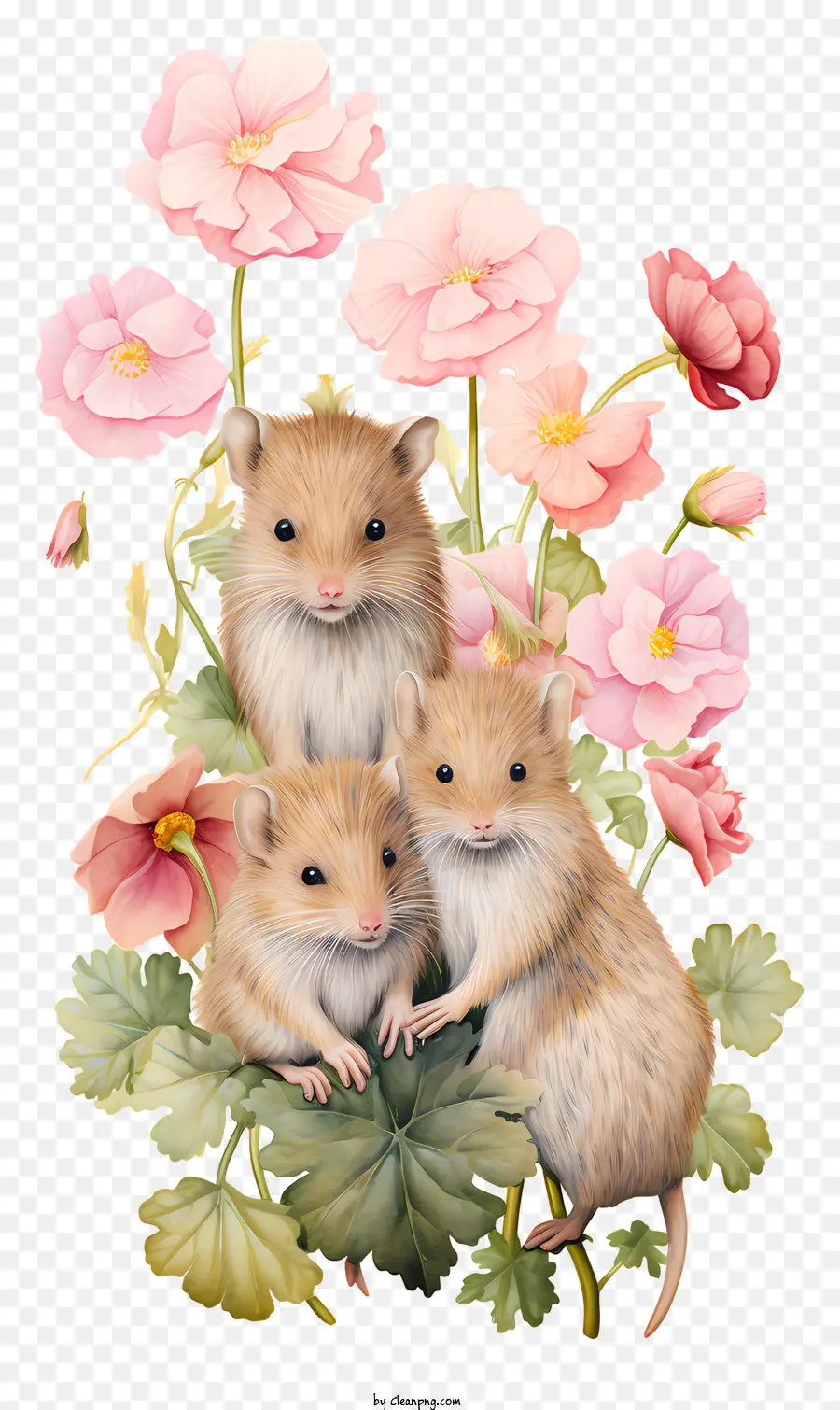 loài động vật nhỏ động vật mịn hoa màu hồng động vật dễ thương những sinh vật hay thay đổi - Ba loài gặm nhấm có hoa màu hồng, ngây thơ
