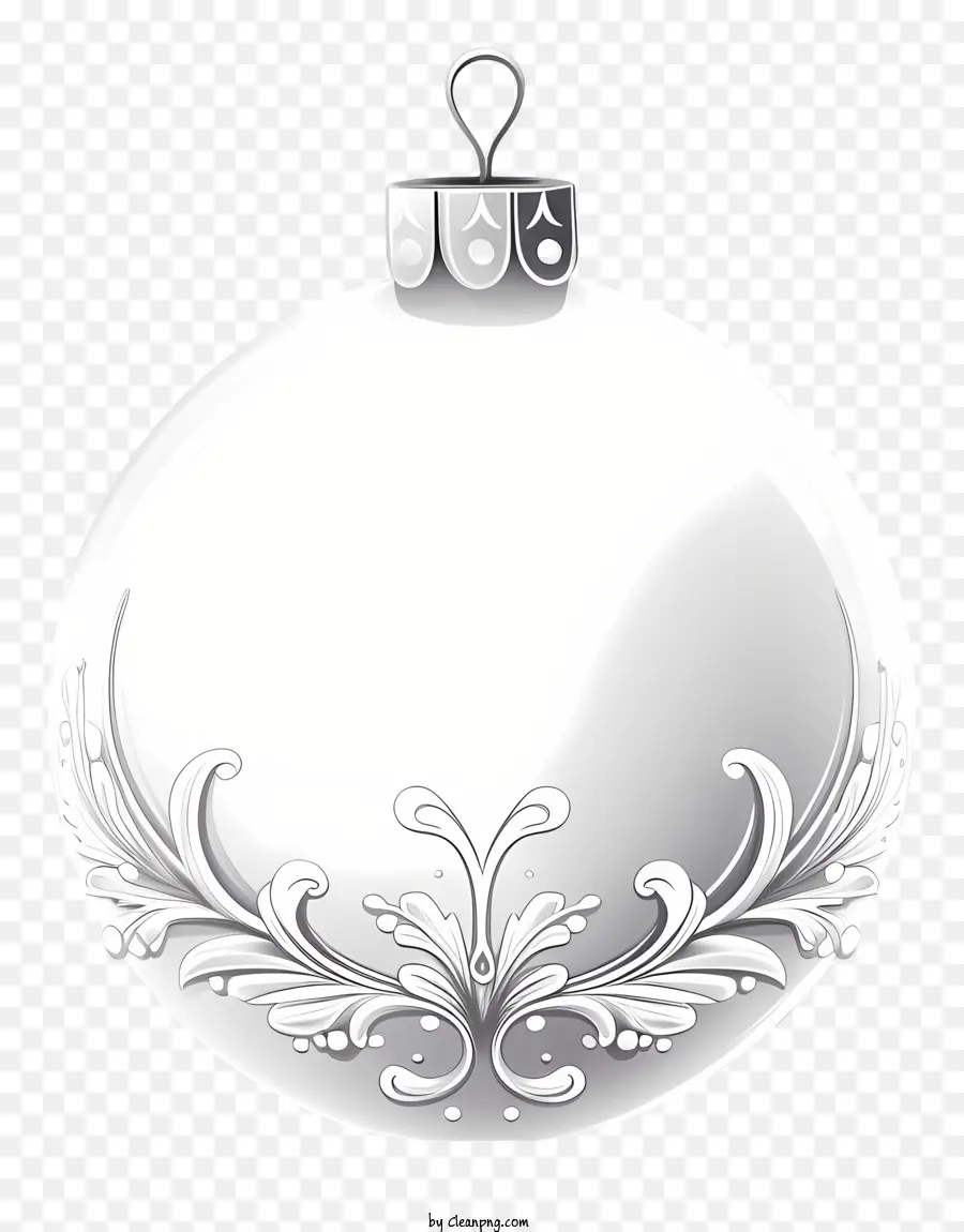 decorazione di natale - Palla ornamentale bianca con disegni floreali d'argento