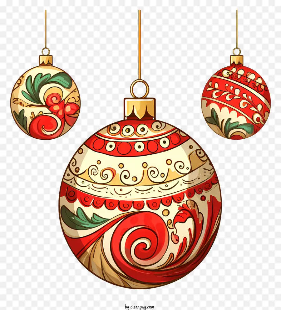 ornamenti di natale - Palle natalizie decorate in rosso e oro