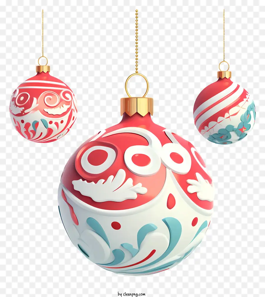 Weihnachtsschmuck - Blau -weiße Ornamente, die am Seil hängen