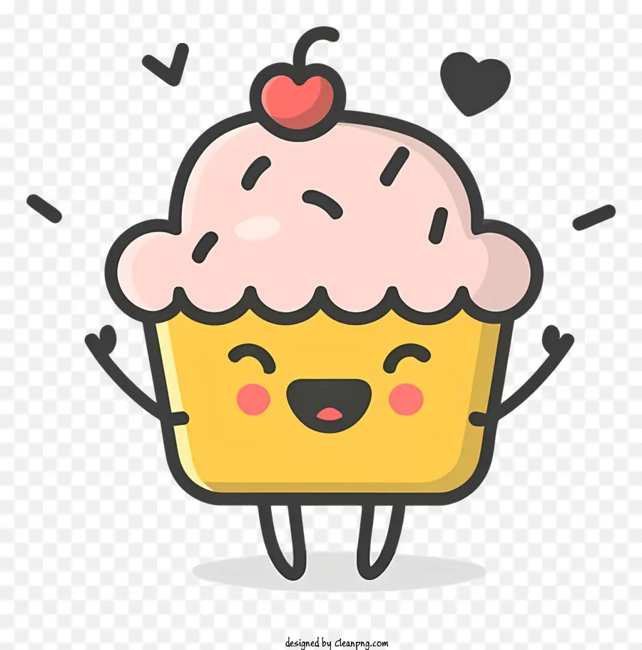 Cupcake Cupcake dễ thương với một chiếc bánh cupcake anh đào với khuôn mặt dễ thương trên chiếc bánh cupcake Cupcake Top - Happy Cupcake với anh đào, mỉm cười và dễ thương