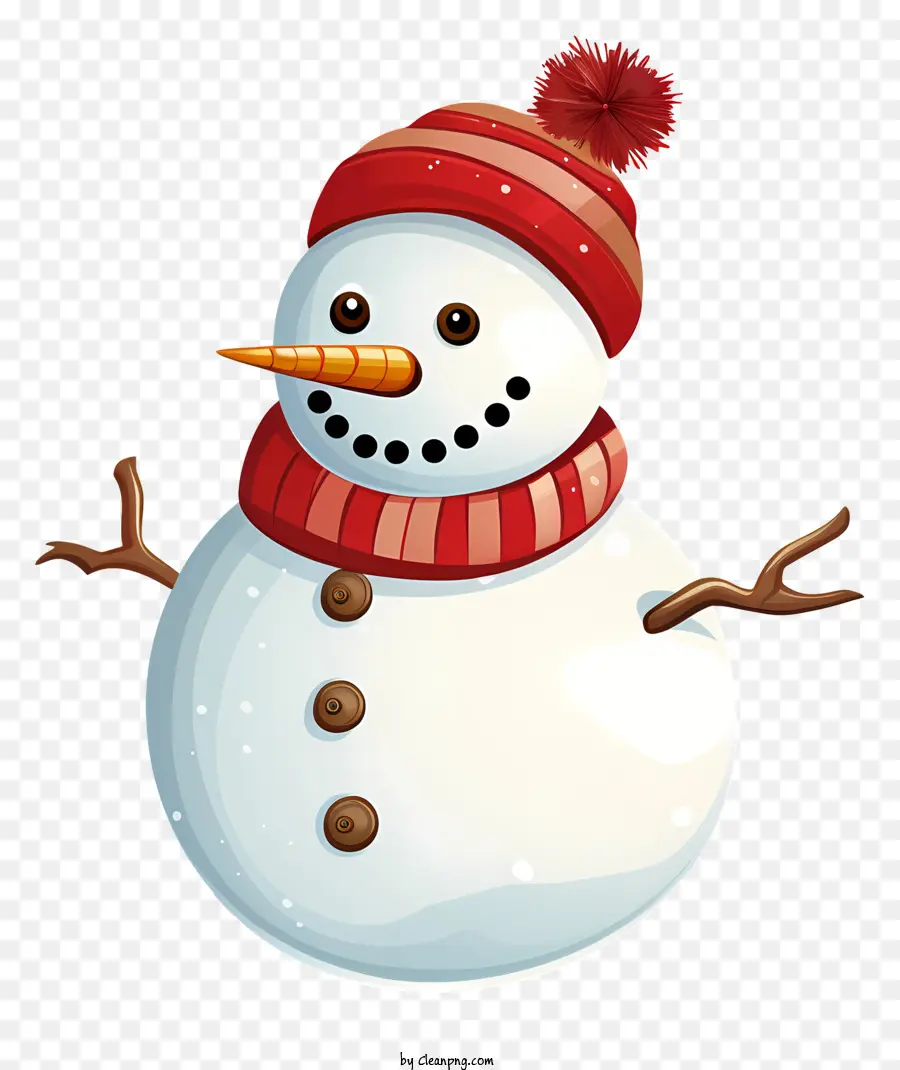 Pupazzo di neve - Snowman in abiti rossi con le braccia tese