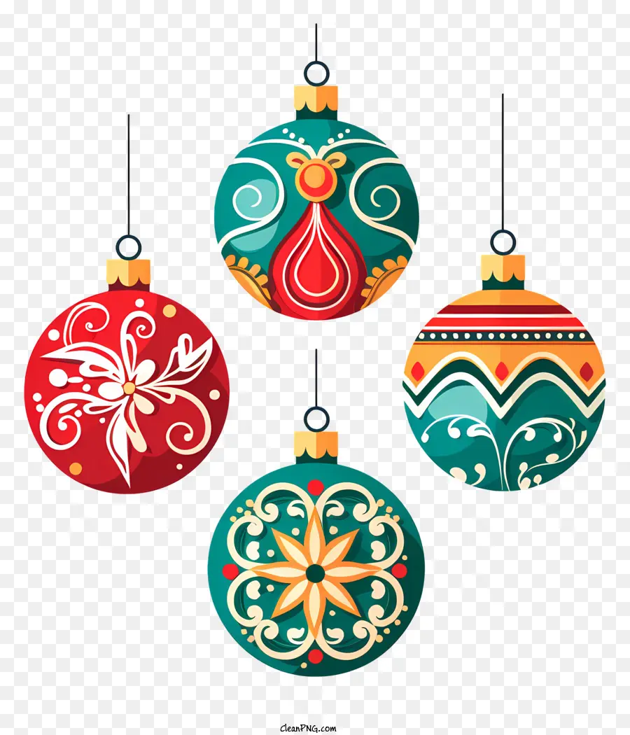ornamenti di natale - Ornamenti di Natale colorati su un ramo di albero