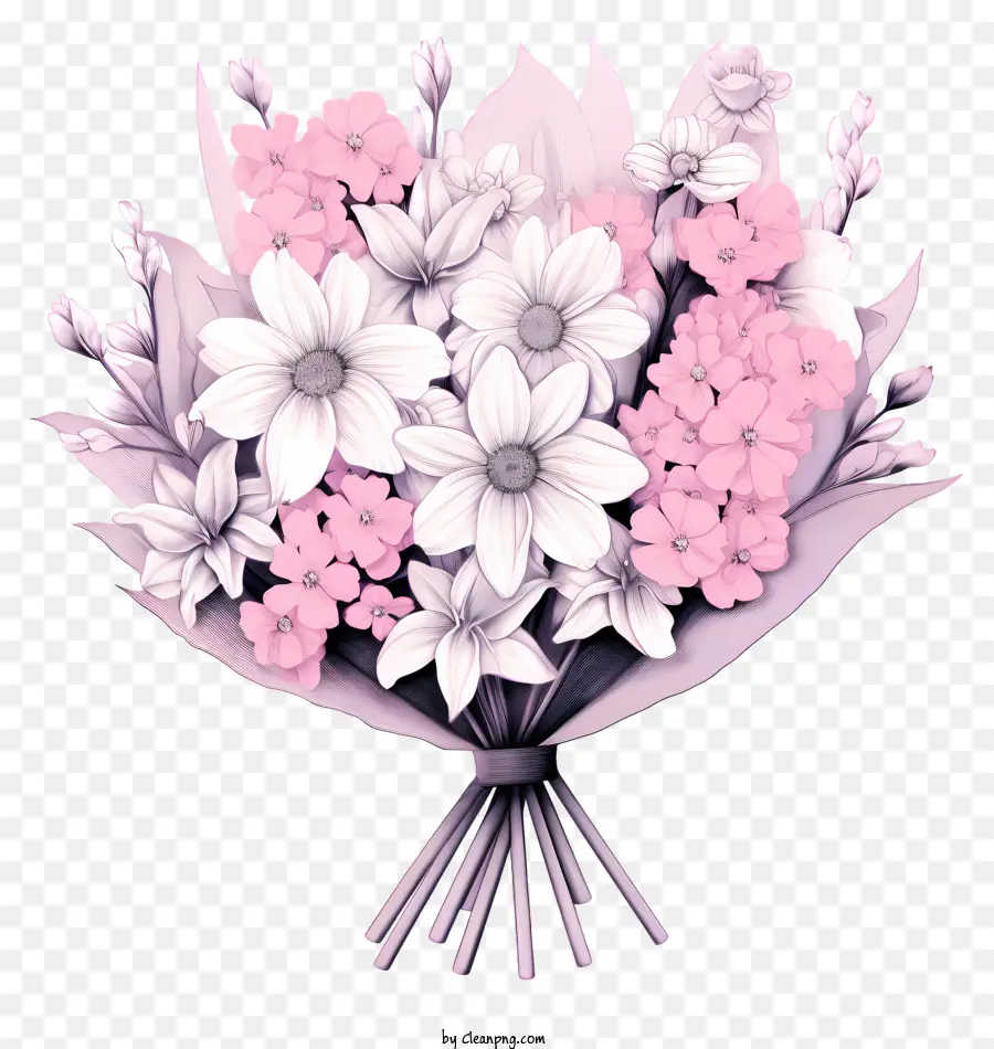 bouquet di fiori - Bouquet di fiori rosa e bianco su sfondo nero