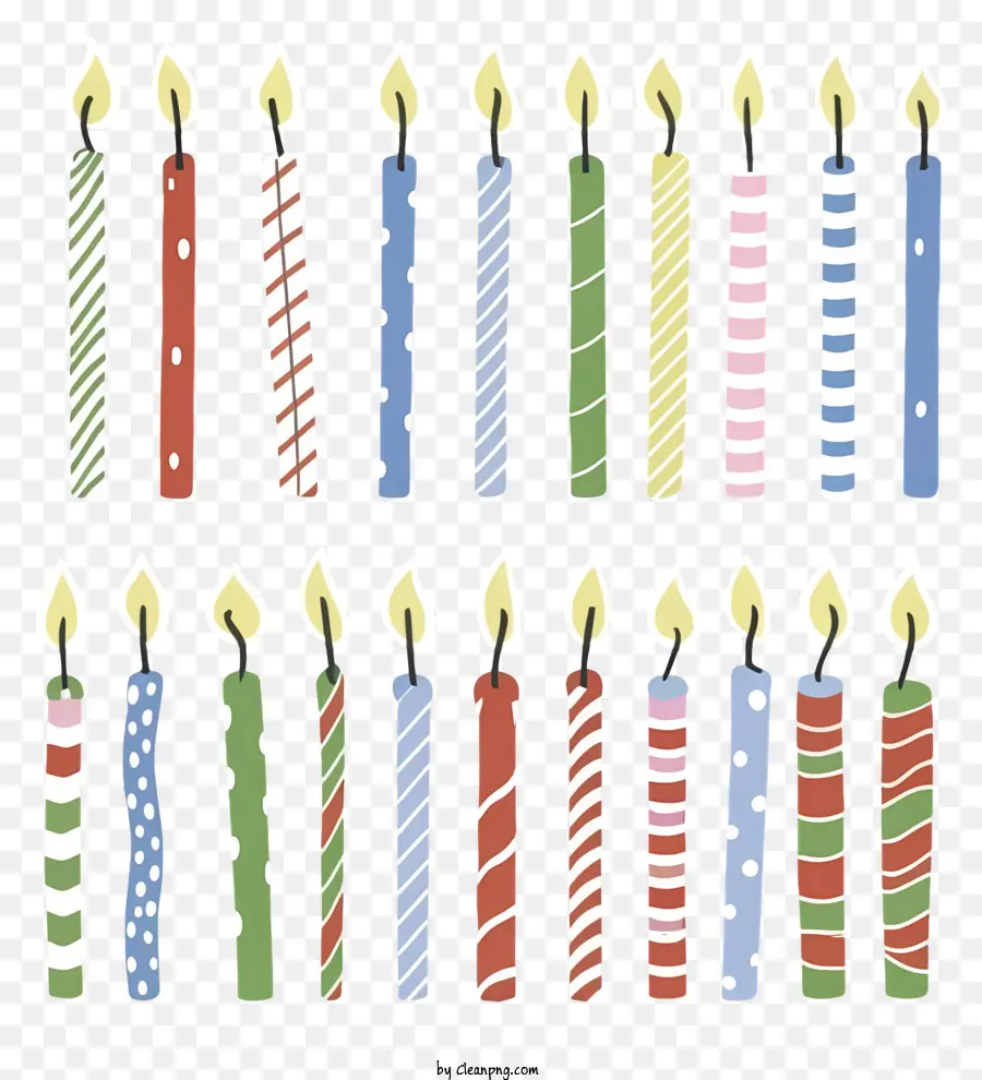 Geburtstag Kerzen - Bunte Geburtstagskerzen auf schwarzem Hintergrund