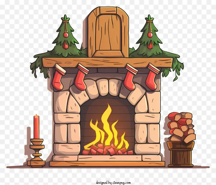 cartoon fireplace fireplace logs stockings hanging stone hearth brick fireplace surround
