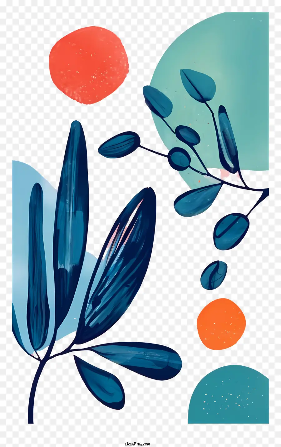 Blaue Blume - Vordergrund: Blaue und orange Blume auf schwarzem Hintergrund