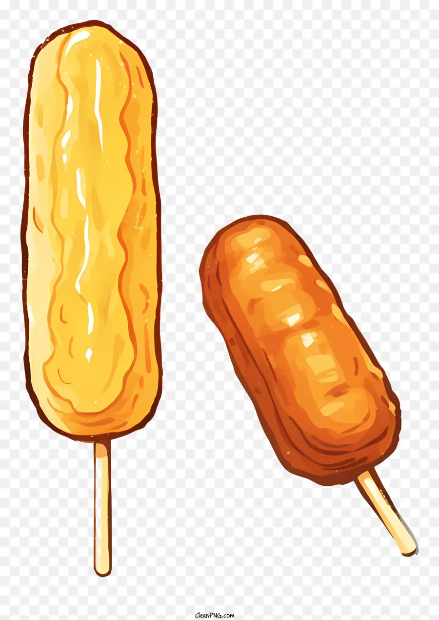 Thức ăn que thực phẩm popsicles sáp que sô cô la thực phẩm - Các mặt hàng thực phẩm hình gậy màu nâu và vàng