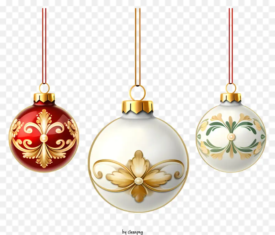 ornamenti di natale - Tre intricati ornamenti natalizi appesi al nastro