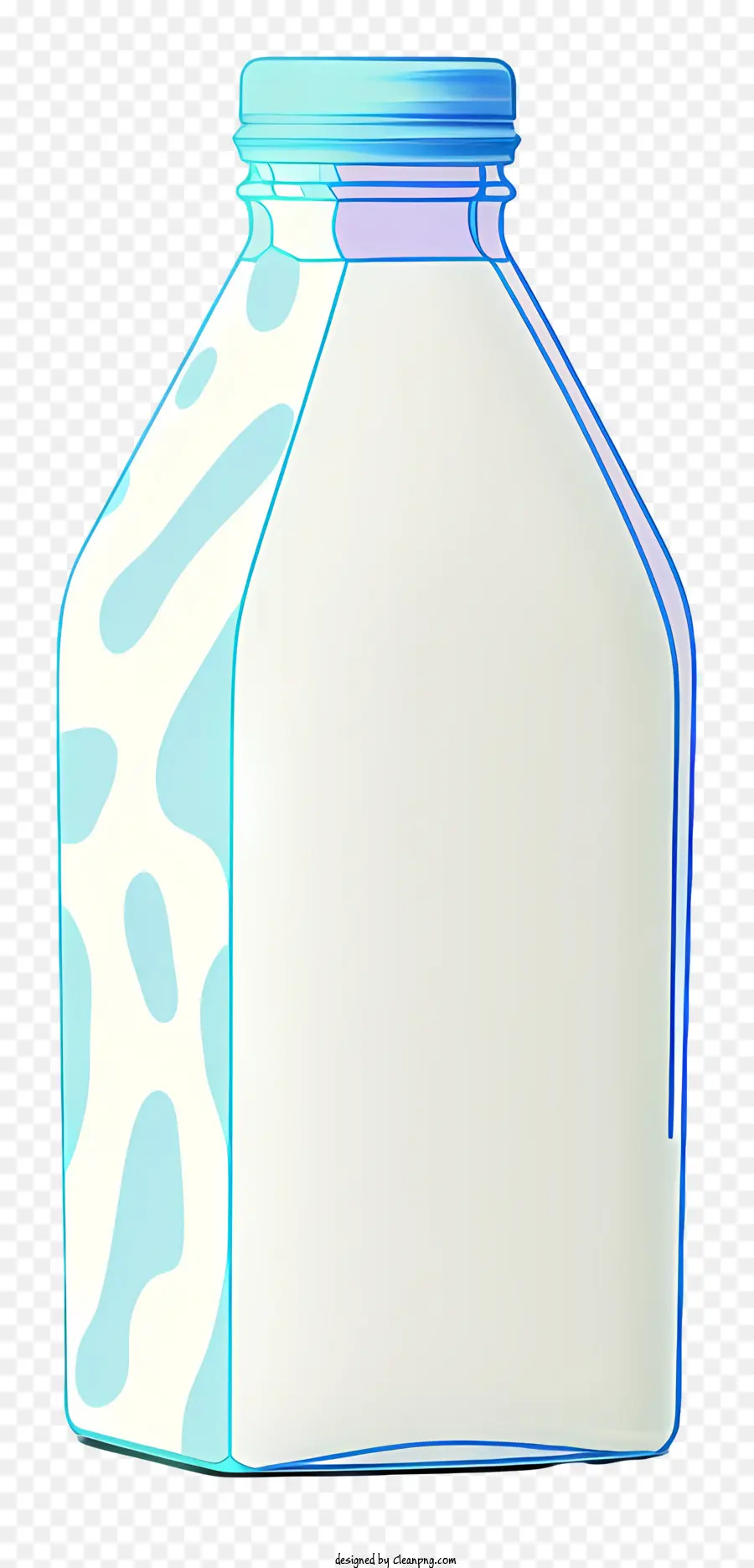 glass bottle milk blue cap clear glass plastic cap